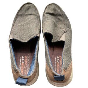 Sketchers Mens Classic Fit Air Cooled Memory Foam Shoes Gray/Green Size 11